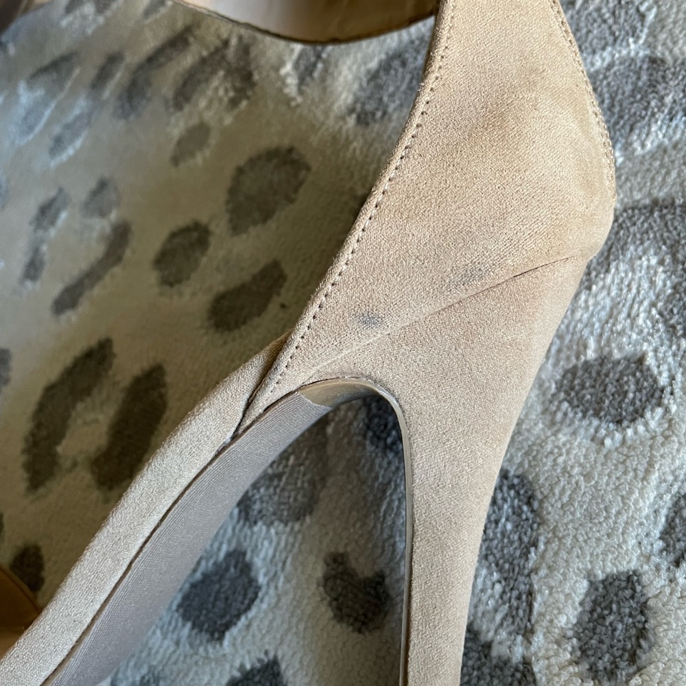 Nude Faux Suede Ankle Strap Stiletto High Heels Size 8 - Picture 4 of 6